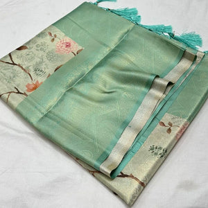 Stylee Lifestyle Sky Colour Traditional Looking Silk Saree