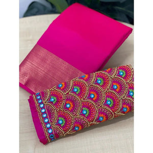 Rani Pink Colour Traditional Looking Silk Saree