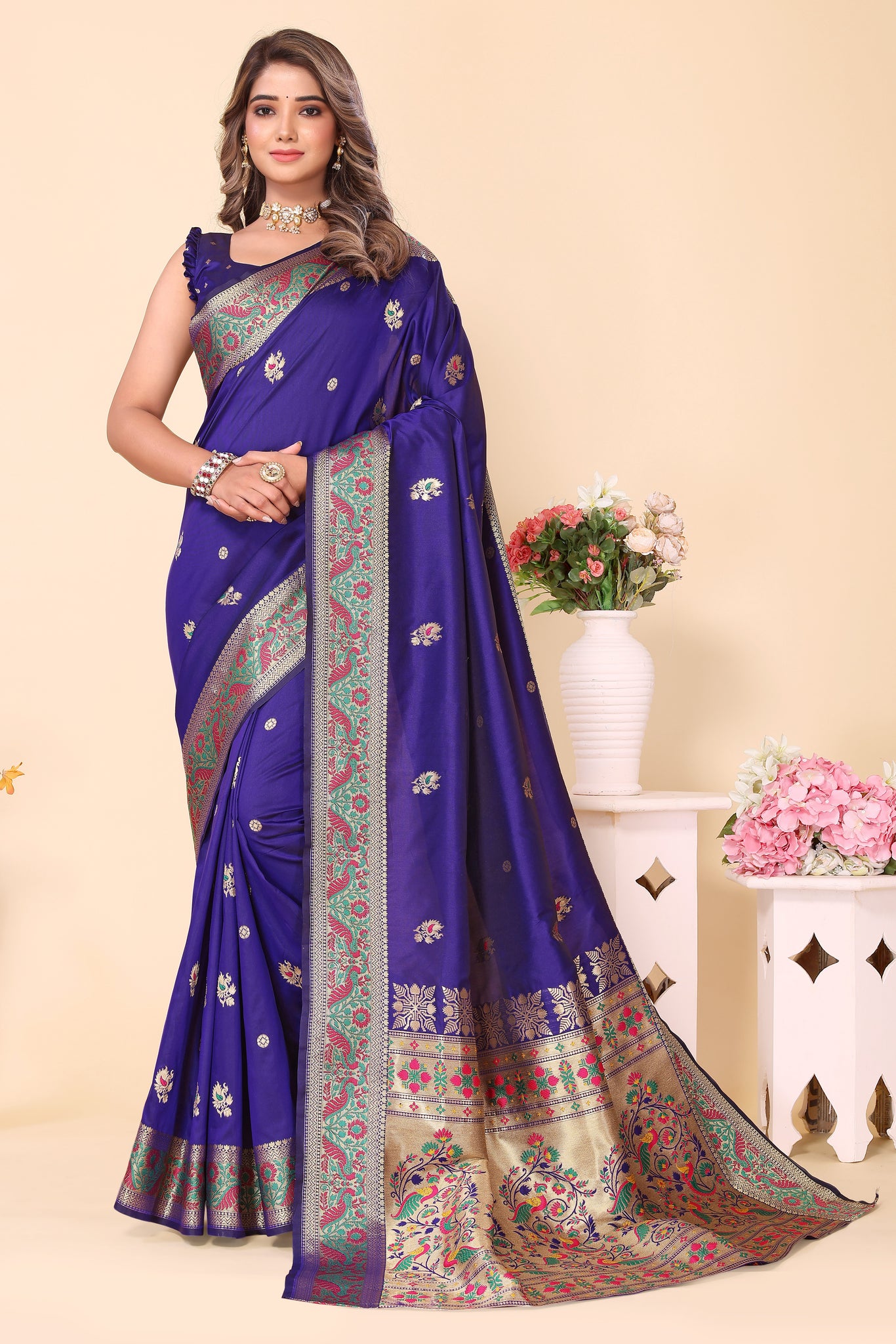 Charming Blue Colour Traditional Looking Silk Saree