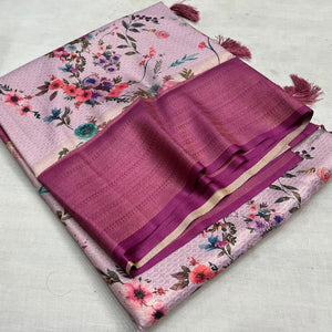 Purple Traditional Looking Pure Silk Saree