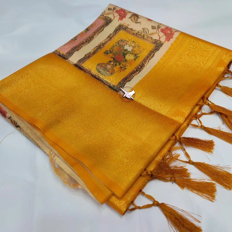 Glowing Orange Colour Traditional Looking Silk Saree