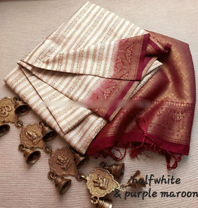 Cream Colour Traditional Looking Silk Saree