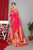 Pink Silk Saree With Golden Zari Border