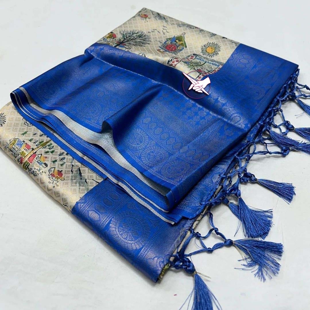 Adorable Blue  Colour Traditional Looking Silk Saree