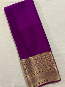 Purple Zari Weaving Border Chiffon Saree