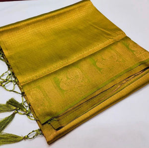 Green Weaving Border Soft Silk Saree