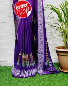 Purple Weaving Border Silk Saree