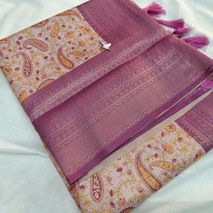 Pink Weaving Border Soft Silk Saree