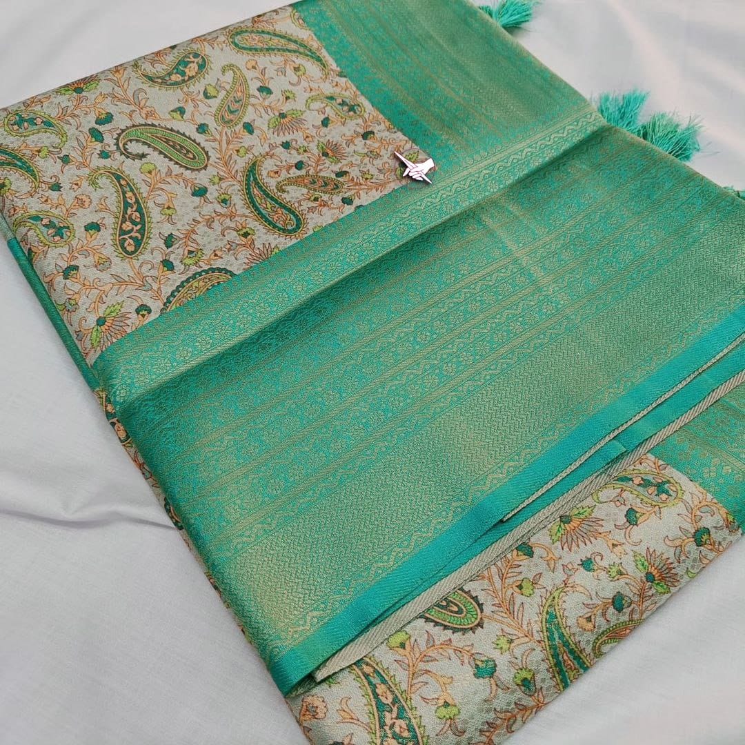C Green  Weaving Border Soft Silk Saree