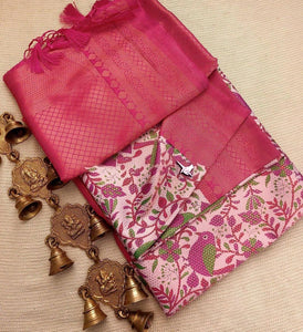 Gajri Colour Digital Printed Soft Silk Saree