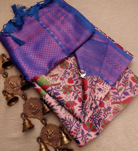 Royal Blue Colour Digital Printed Soft Silk Saree