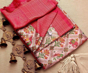 Red Colour Digital Printed Soft Silk Saree