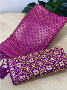 Wine Colour Soft Silk Saree With Hand Work Blouse