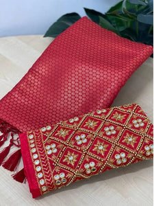 Red Colour Soft Silk Saree With Hand Work Blouse