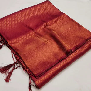 Red Colour Traditional Looking Softy Silk Saree
