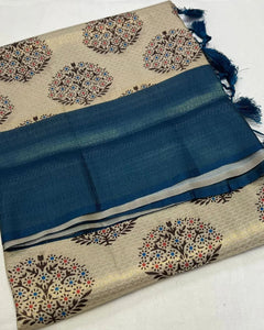 Firoji Colour Digital Printed Soft Silk Saree