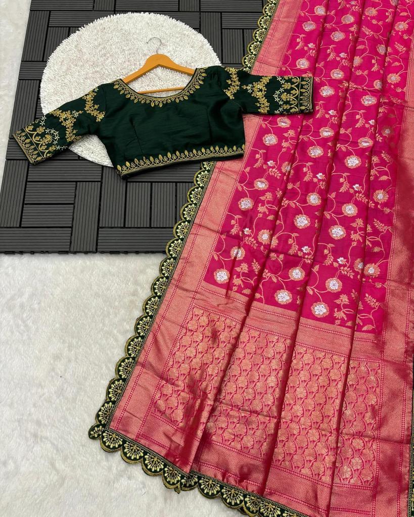 Pink Colour Soft Silk Saree With stitch Blouse