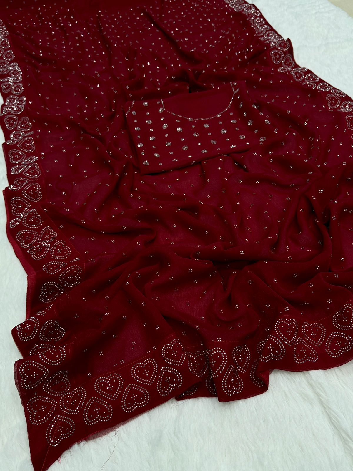Marun Colour Silk Saree With  Blouse