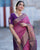 Pink blue Soft Lichi  Silk Saree With Designer Blouse