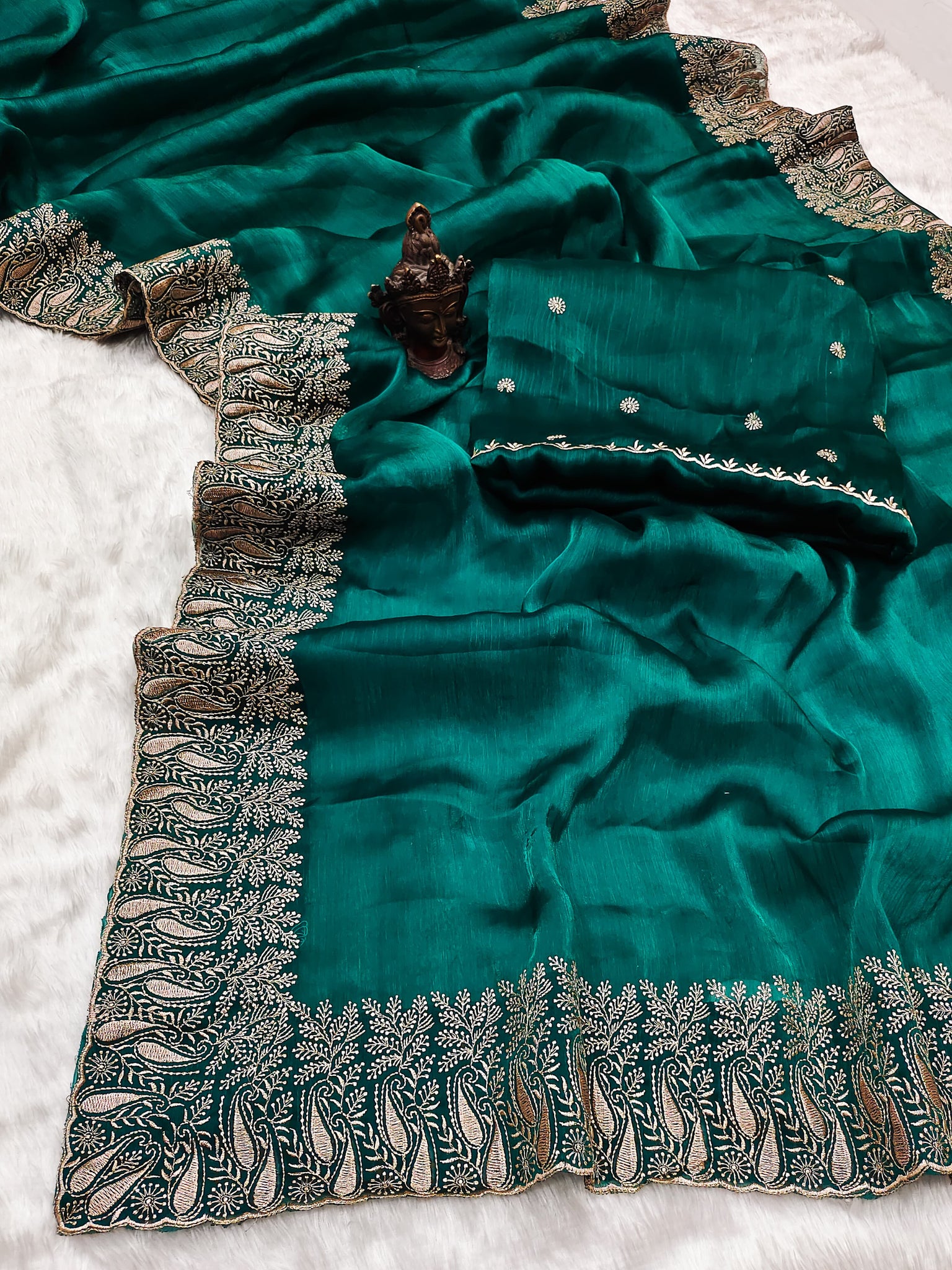 Rama Colour Burbury Silk saree