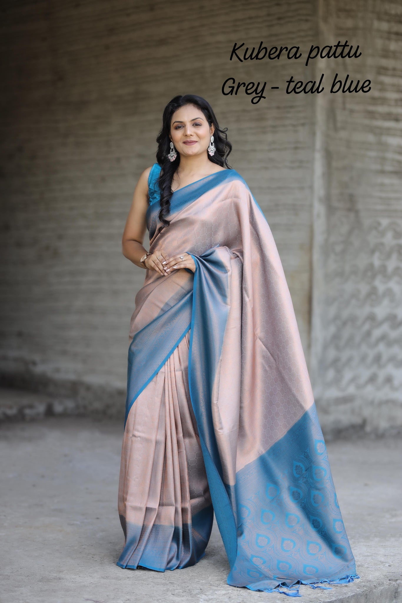Grey Nd Rama Colour Semi Soft Silk saree