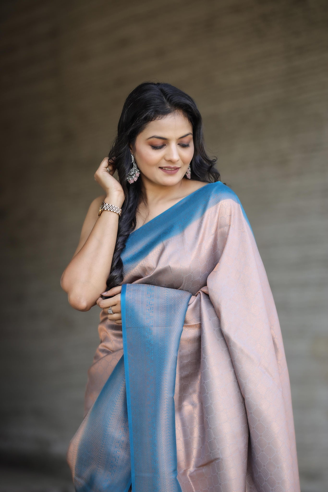 Grey Nd Rama Colour Semi Soft Silk saree