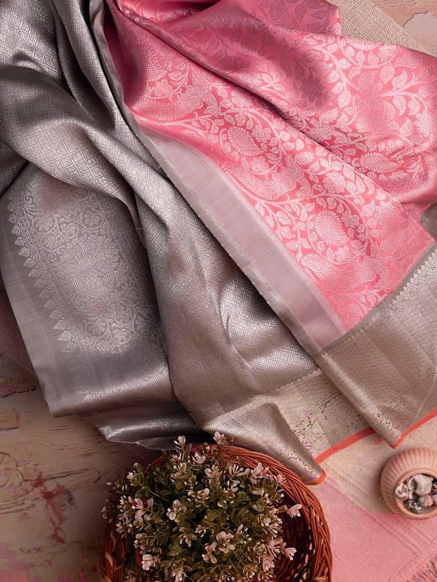 Charming Pink Colour Traditional Looking Silk Saree