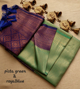 Green Soft Silk Saree With Designer blouse