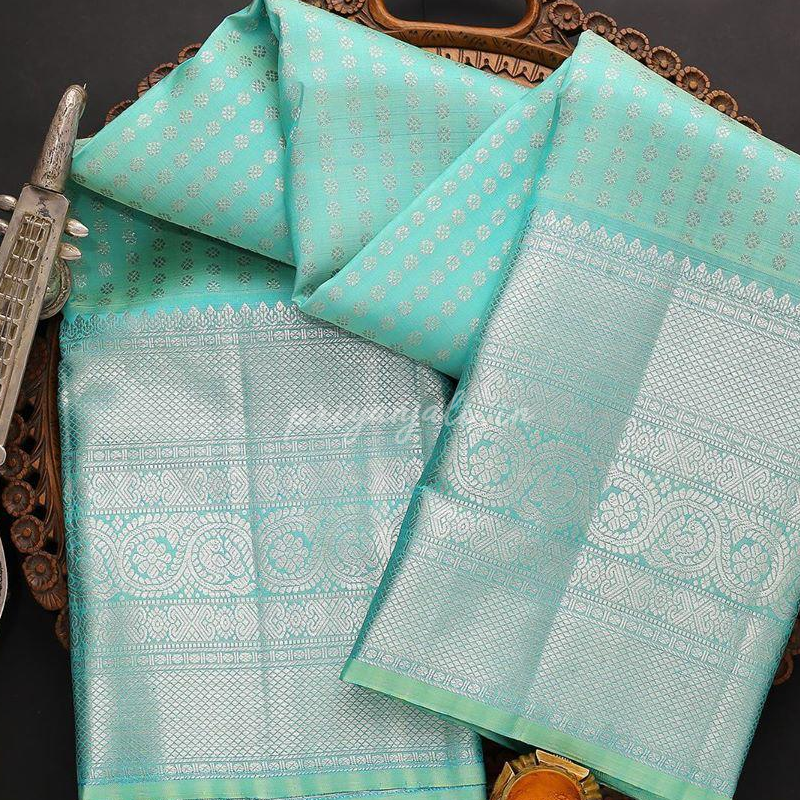 Innovative Sky Colour Traditional Looking Silk Saree
