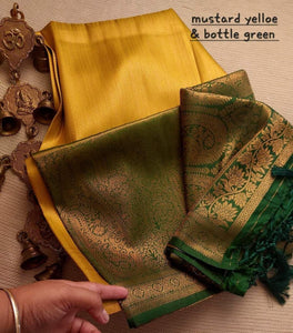 Yellow Soft Silk Saree With Golden Zari Border