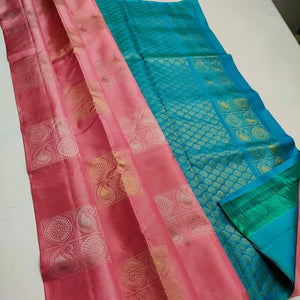Beautiful Peach Colour Traditional Looking Silk Saree