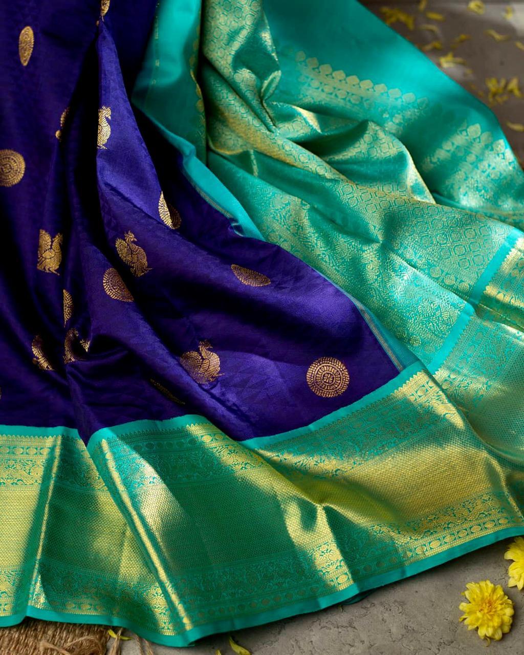 Glowing Blue  Colour Traditional Looking Silk Saree