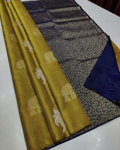 Lovely Mustard Colour Traditional Looking Silk Saree