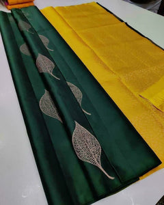 Gleaming Green Colour Traditional Looking Silk Saree
