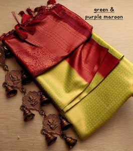 Eye-catching Pista Colour Traditional Looking Silk Saree