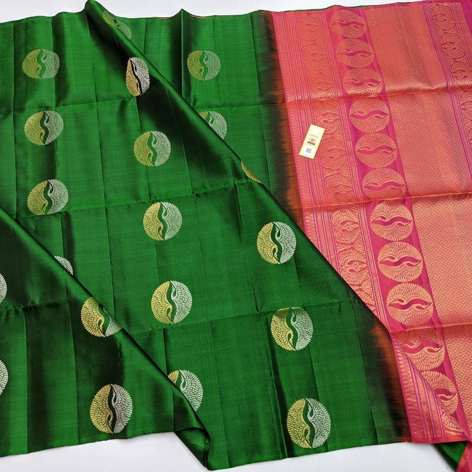 Pista Green Soft Lichi  Silk Saree With Designer Blouse